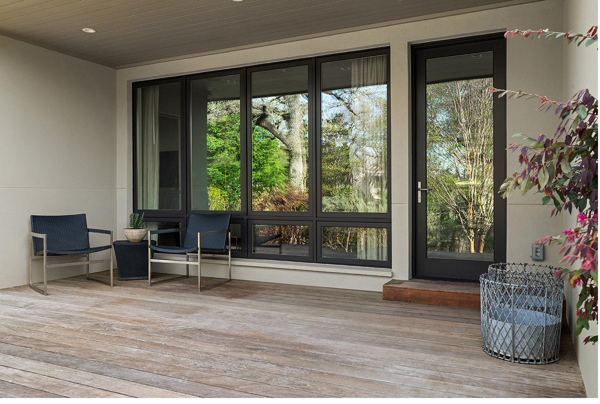 Covered porch with reclaimed teak decking